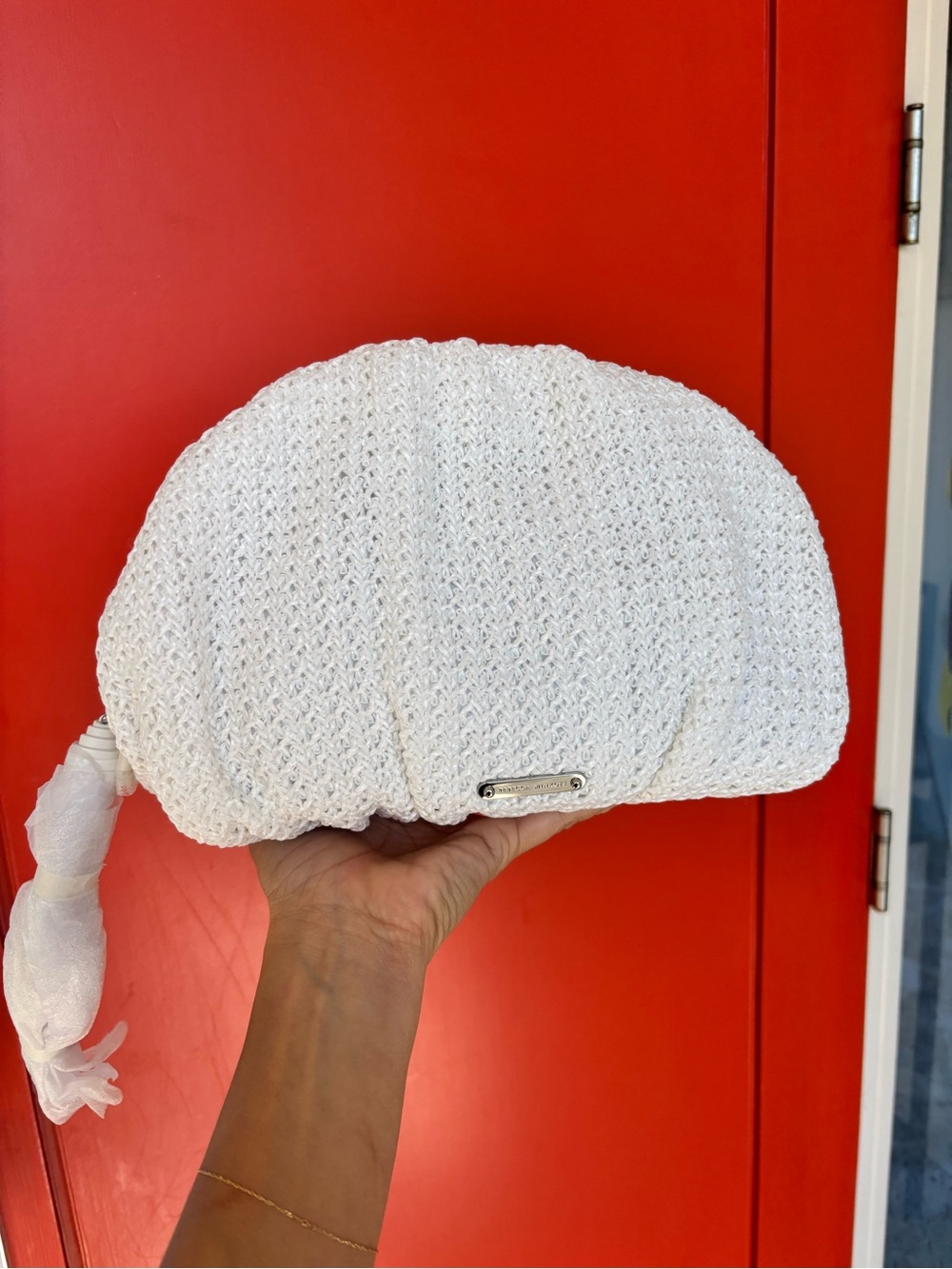 Rebecca Minkoff ruched clutch optic white